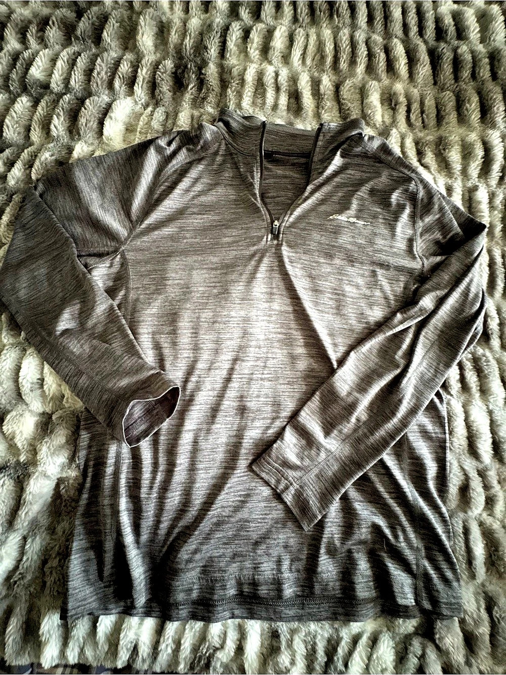 Eddie Bauer FreeDry 1/4 Zip Pullover Long Sleeve Gray Medium
